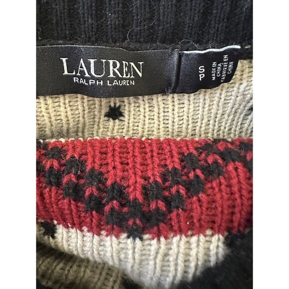 Ralph Lauren Fair Isle Puff Sleeve Sweater Wintry Snowflake Wool Mix Size Small - Picture 9 of 16